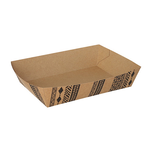 Papstar 1x 400 Snacktrays, Pappe 4 cm x 11 cm x 16 cm braun "Maori" extra groß
