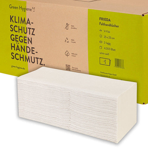 Papstar 4.000x Handtuchpapier "FRIEDA" (2-lagig, V-Falz), Papier, Weiß, 23x25cm