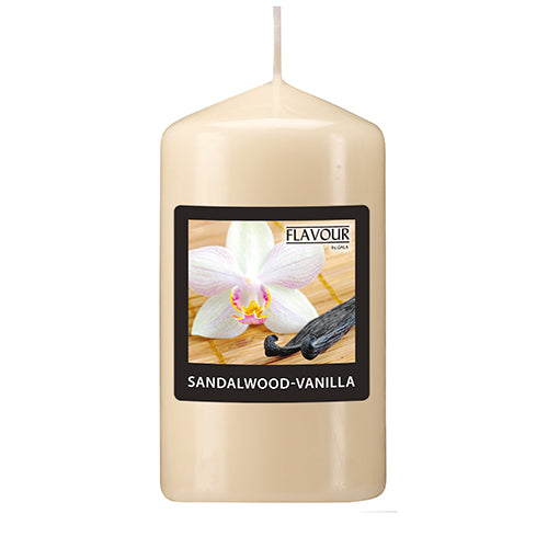 Papstar 6x "Flavour by GALA" Duft-Stumpenkerze Ø 58 mm · 110 mm elfenbein - Sandalwood-Vanilla