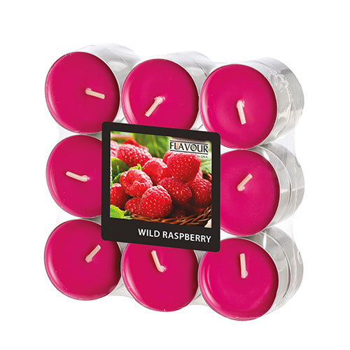 Papstar 10x 18 "Flavour by GALA" Duftlichte Ø 37,5 mm · 16,6 mm weinrot - Wild Raspberry