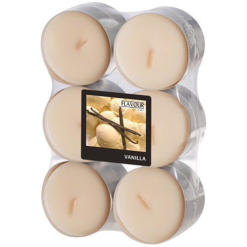 Papstar 12x 12 "Flavour by GALA" Maxi Duftlichte Ø 58 mm · 24 mm creme - Vanilla