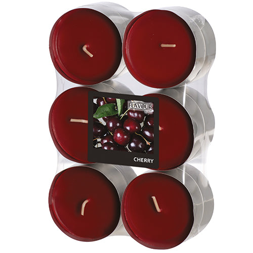Papstar 12x 12 "Flavour by GALA" Maxi Duftlichte Ø 58 mm · 24 mm bordeaux - Cherry