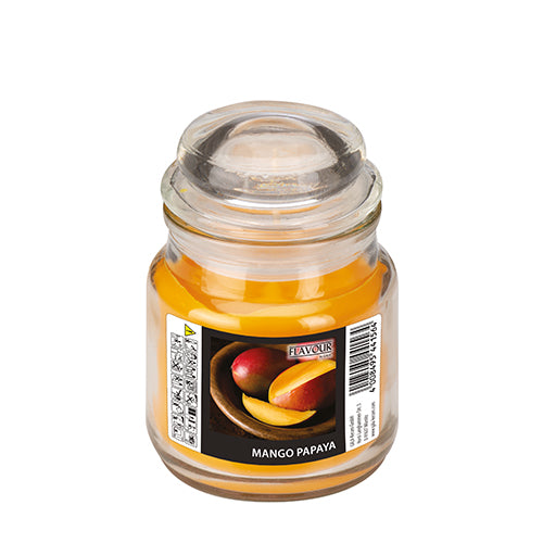 Papstar 6x "Flavour by GALA" Bonbonglas mit Wachsfüllung Ø 60 mm · 85 mm pfirsich - Mango-Papaya