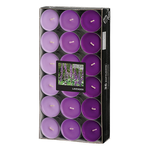 Papstar 8x 36 "Flavour by GALA" Duftlichte Ø 38 mm · 17 mm violett - Lavender "Ton in Ton"