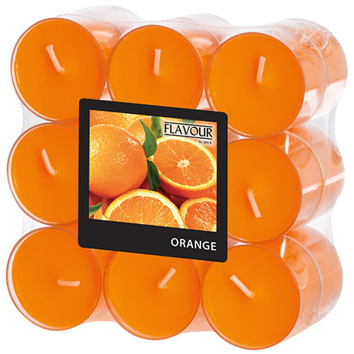 Papstar 6x 18 "Flavour by GALA" Duftlichte Ø 38 mm · 24 mm orange - Orange in Polycarbonathülle