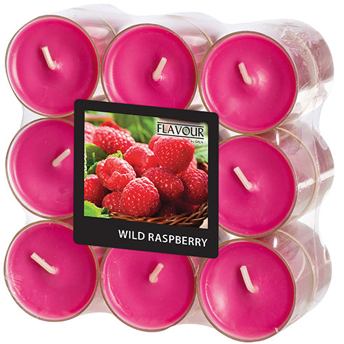 Papstar 6x 18 "Flavour by GALA" Duftlichte Ø 38 mm · 24 mm weinrot - Wild Raspberry in Polycarbonathülle