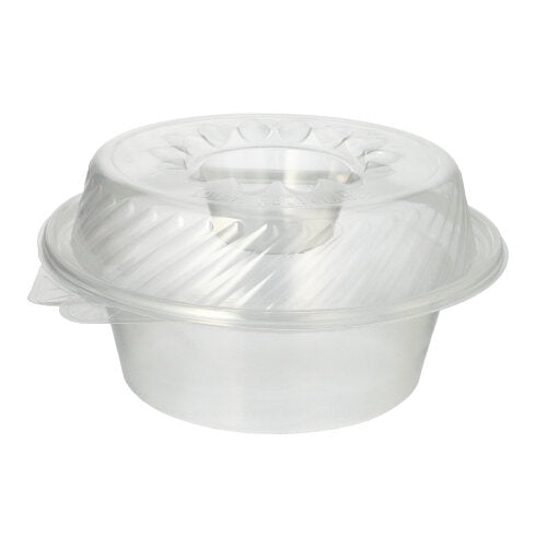 Papstar 4x 25 Feinkost- und Salatschalen mit Klappdeckel PP rund 1400 ml 11,4 cm x 22 cm x 21,5 cm mit Dipfach