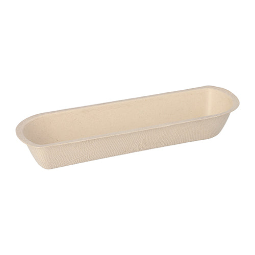 Papstar 12x 50 Snacktrays Zuckerrohr 3,3 cm x 7,1 cm x 21 cm natur