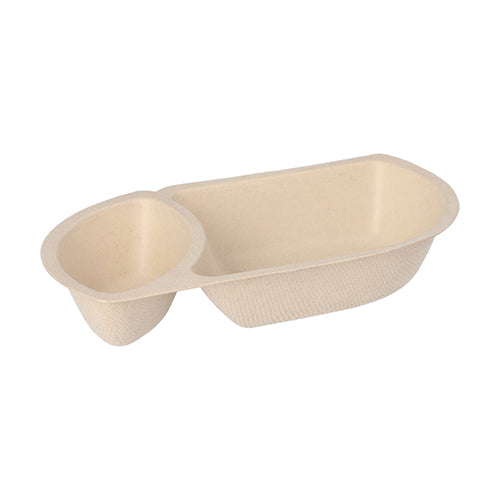 Papstar 800x Snacktrays (2-geteilt), Zuckerrohr. Natur, 9,7x17,6x3,2cm