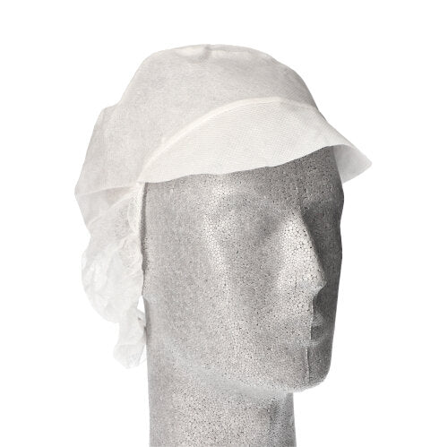 Papstar 10x 50 "WORK-INN/PS" Kappen mit Schirm und Haarnetz, Vlies Ø 30 cm weiss