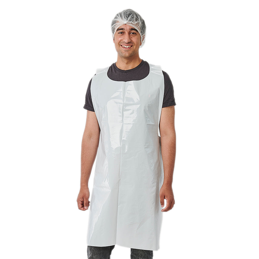 Papstar 10x 100 "WORK-INN/-PS" Latz-Schürzen, LDPE 125 cm x 67,5 cm weiss