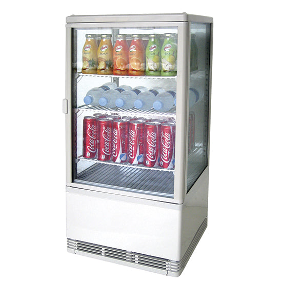 Getränkekühlvitrine mit 3 Böden, Tischmodell, 68 Liter, 0°/+12°C, Farbe weiß
