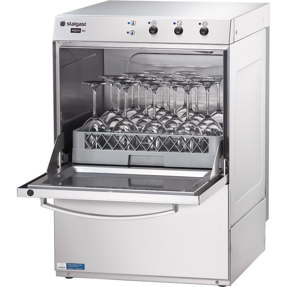 Stalgast Geschirrspülmaschine Aqua A3, Klarspülmitteldosier-, Reinigerdosier-, Klarspül- und Ablaufpumpe, 230/400V, 3,9/4,9kW, 565x680x835mm