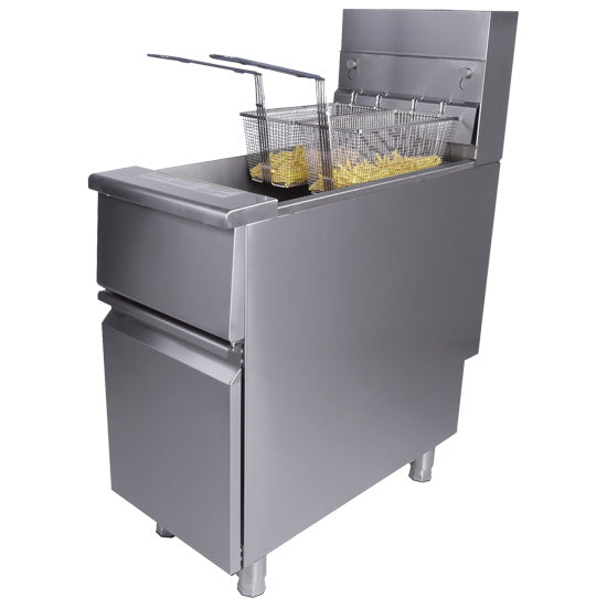 Mastro Gas-Fritteuse (auf Unterbau mit Tür), Edelstahl, Silber, 24kW, 400x870x850mm