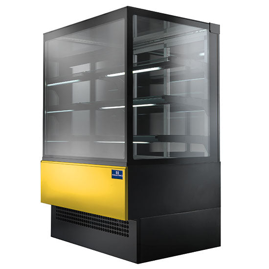 Mastro Kühltheke mit 3 Regalböden und gerader Frontverglasung, Umluft, +2°/+8°C, B=1500 mm - RAL9005