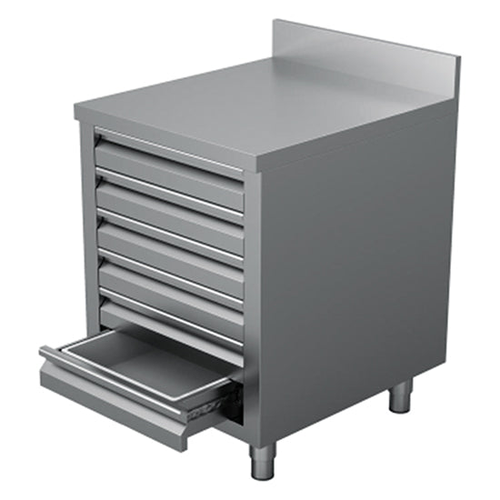 Mastro Schubladenblock mit 6 Schubladen EN 600x400 mm, mit Aufkantung (ohne Behälter)