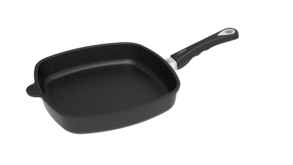 AMT Eckpfanne (Mit Griff und abnehmbaren Stiel), Aluminiumguss, Schwarz, Abmessungen: 26x26cm, 28x28cm