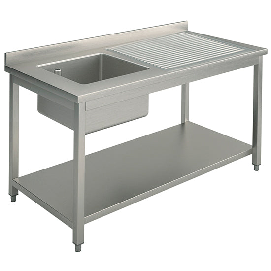 Mastro Spültisch, 1 Becken, Tropftasse rechts, auf Beinen, mit Zwischenboden, 1200x700 mm
