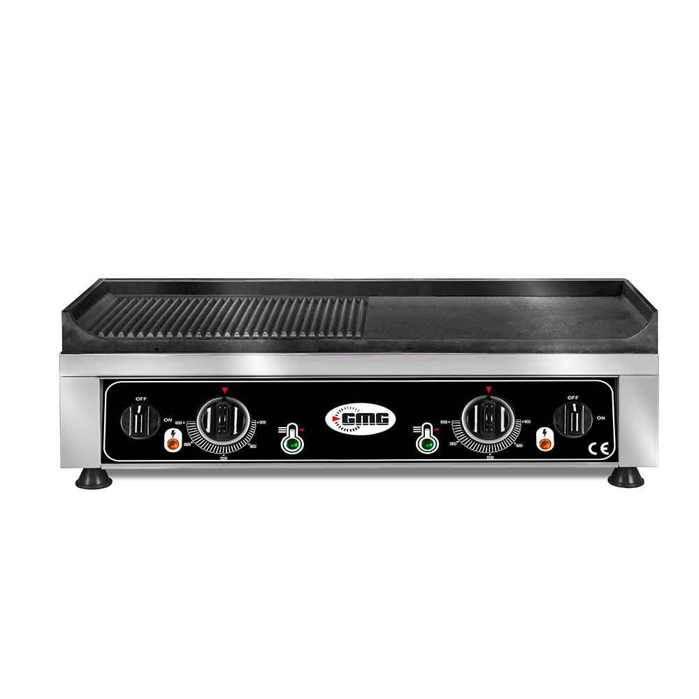 GMG Grillplatte, 2 Heizzonen, glatt, gerillt, 2x2,5 kW, 700x530x200mm (GP7050EG)