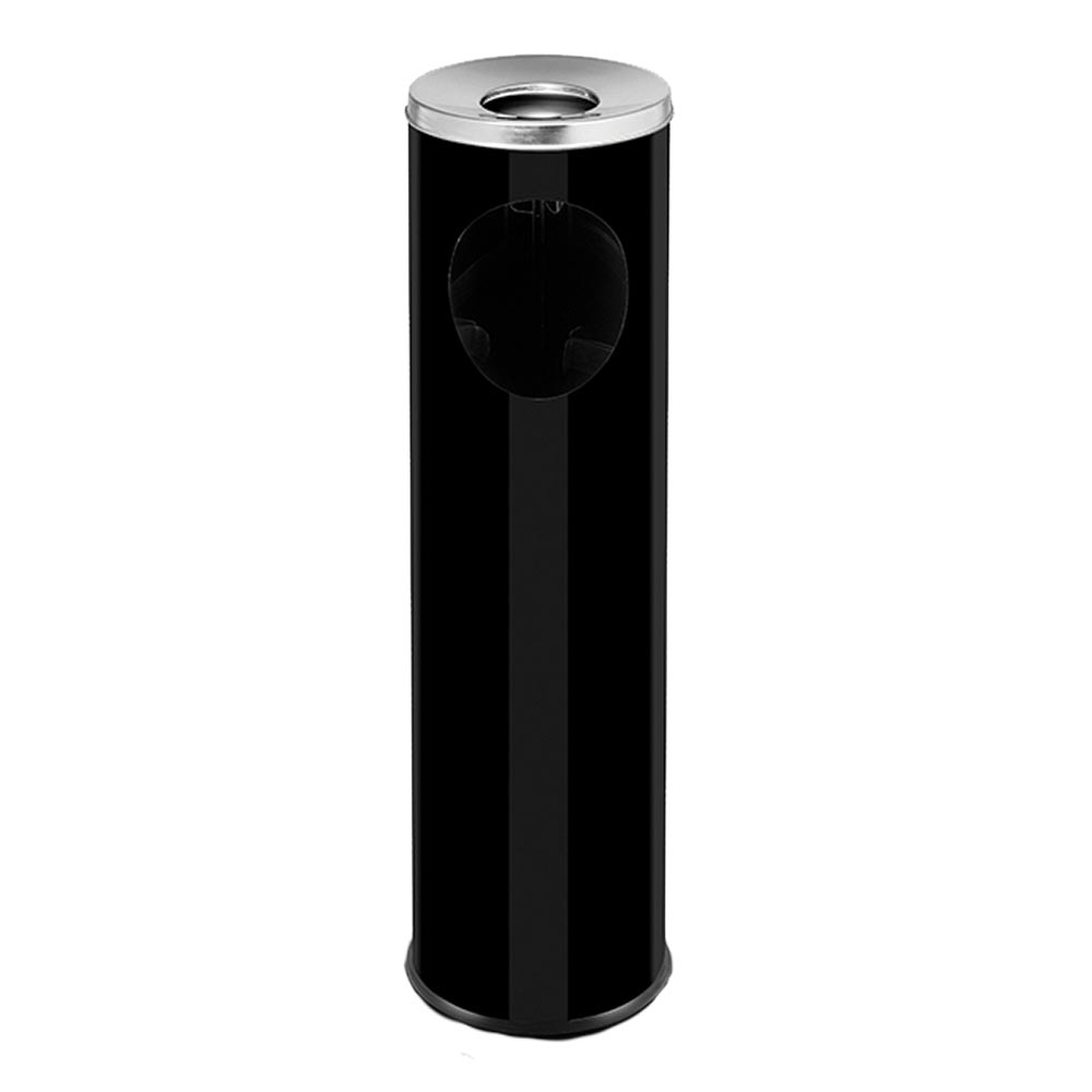Stalgast Standaschenbecher (Mit Papierkorb), Stahl, Schwarz, Durchmesser: 200mm, Höhe: 700mm
