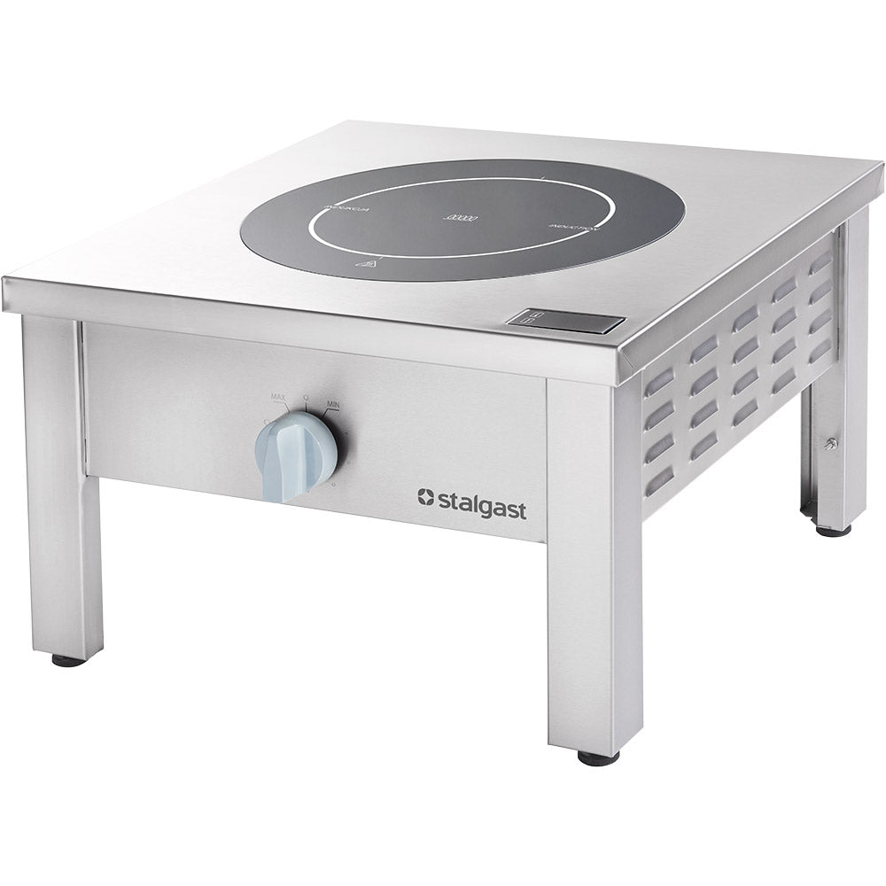 Stalgast Induktions-Hockerkocher (1 Kochplatte), Edelstahl, 8kW, 400V, 600x380x600mm
