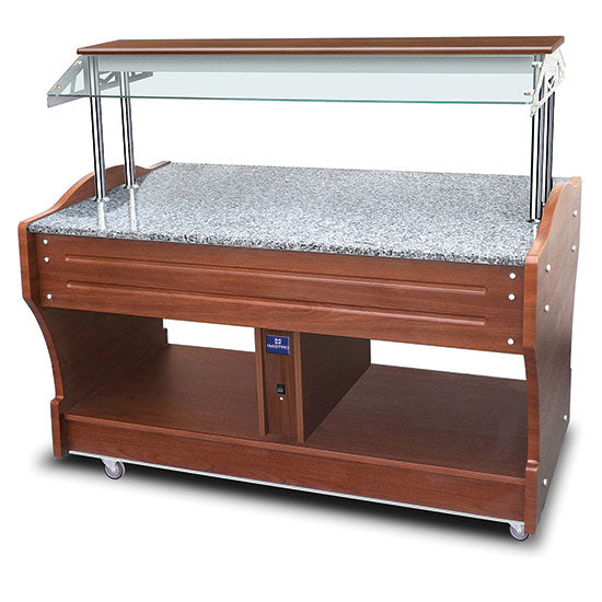 Mastro neutrales Buffet mit Granitplatte, Inselmodell, 4x GN 1/1, Haube nicht absenkbar