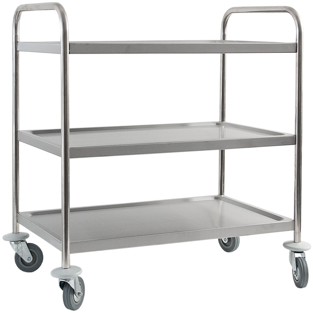 Stalgast Servierwagen, Edelstahl, Silber, 3 Borde, Tragfähigkeit pro Boden: 75kg, 845x940x525mm
