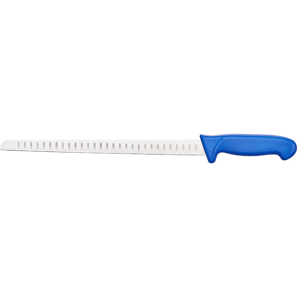 Stalgast Lachsmesser Premium HACCP, Griff blau, Edelstahlklinge mit Kullenschliff 31 cm