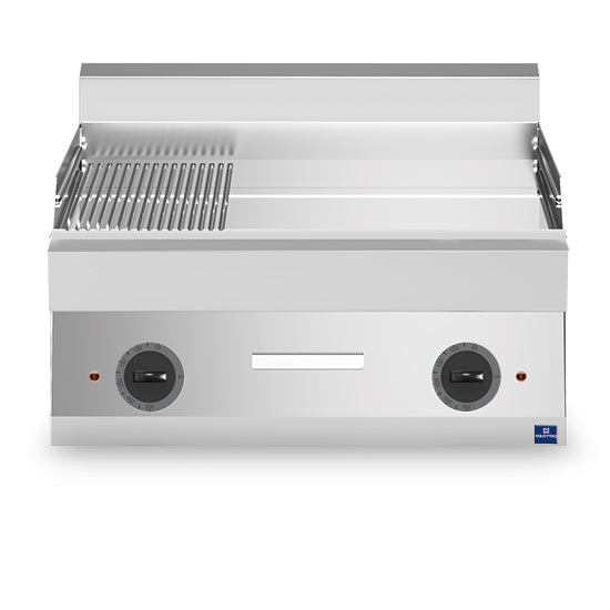 Mastro Elektro-Grillplatte, Tischmodell, verchromt 1/3 gerillt und 2/3 glatt