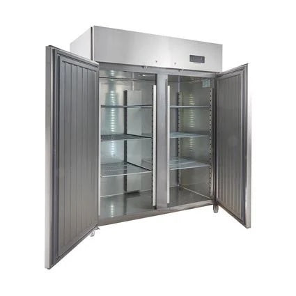 Edelstahl-Kühlschrank 1350L, GN 2/1, R290, 1480x830x1960mm, Umluftkühlung