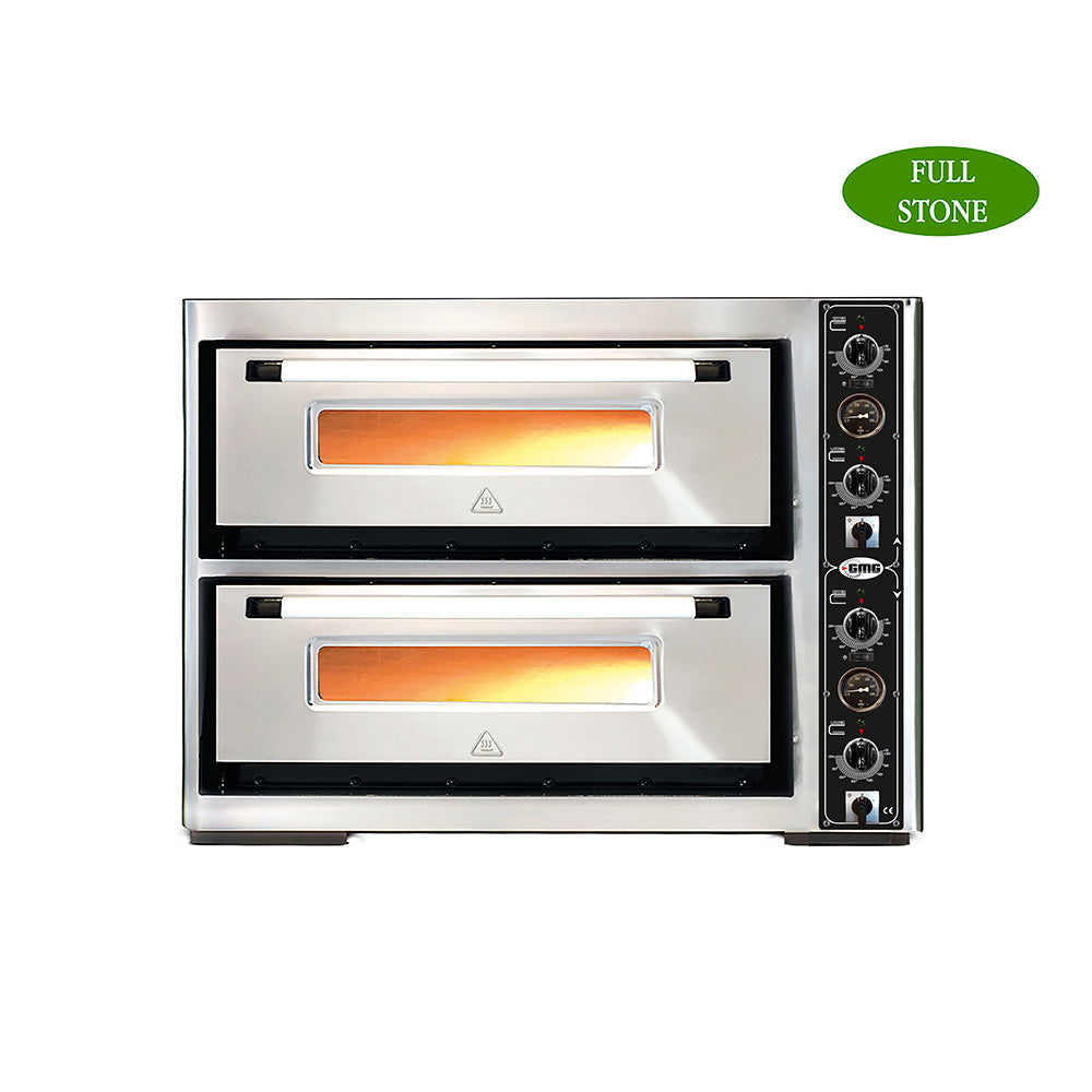 GMG Pizzaofen, 2 Backkammern für je 6 Pizzen à Ø33 cm, Innenraum komplett aus Schamott, 15kW (PF70105L)