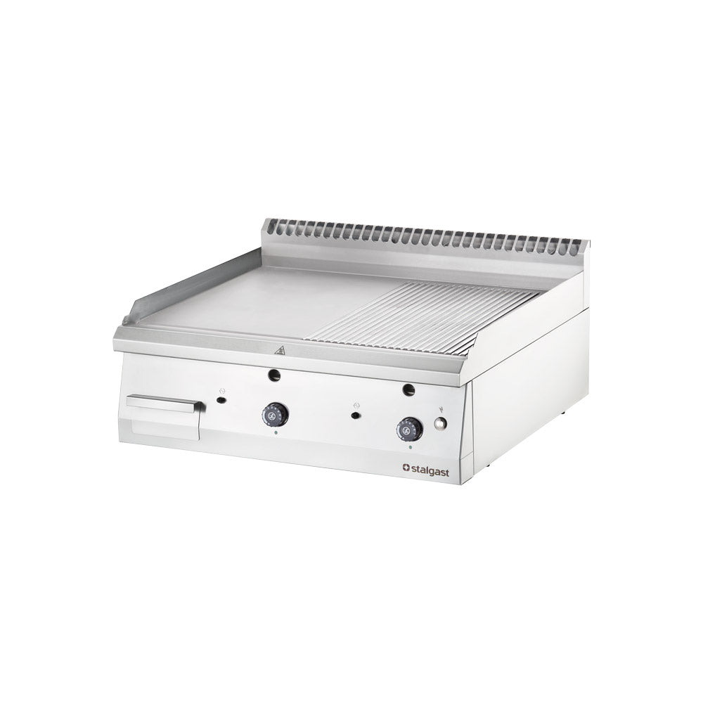 Stalgast Gas-Griddleplatte als Tischgerät, Serie 700 ND - ½ glatt / ½ gerillt 800x700x250 mm