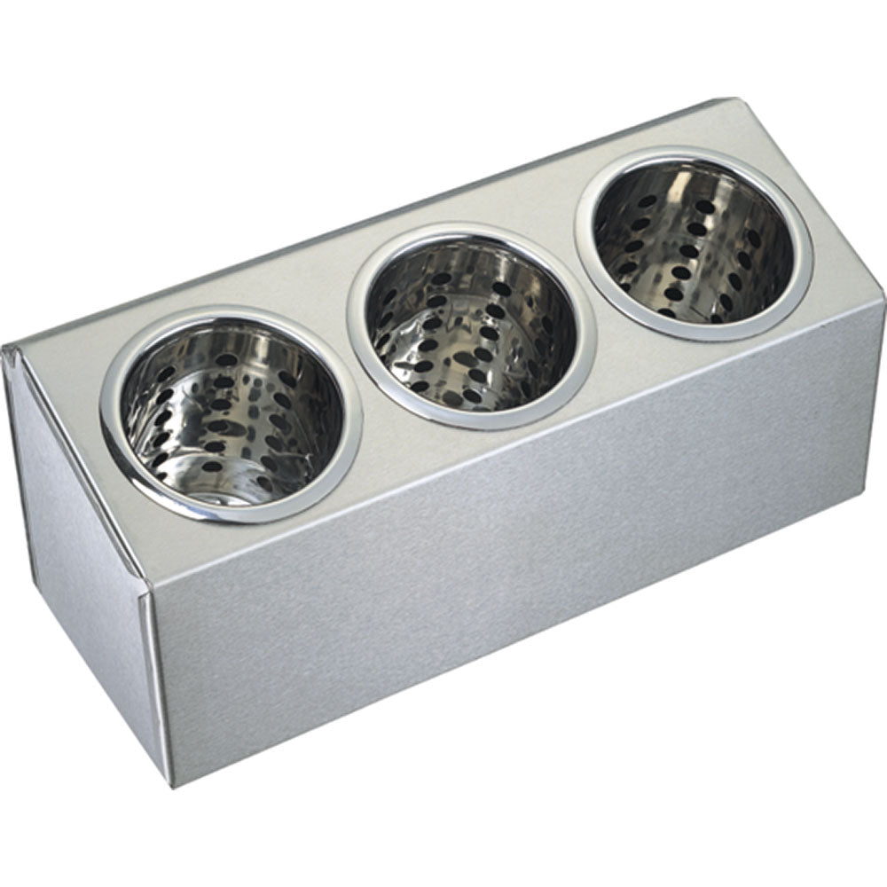 Stalgast Besteckbehälter (Für 3 Besteckköcher), Edelstahl, Silber, 385x150x180mm