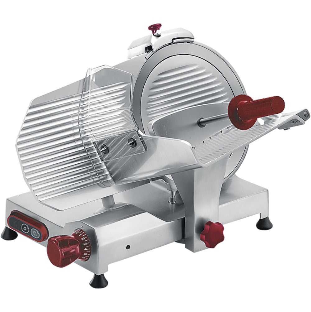 Stalgast Elektro Aufschnittmaschine, Aluminium, Silber, Durchmesser vom Messer: 250mm, 0,12kW, 230V, 570x475x560mm