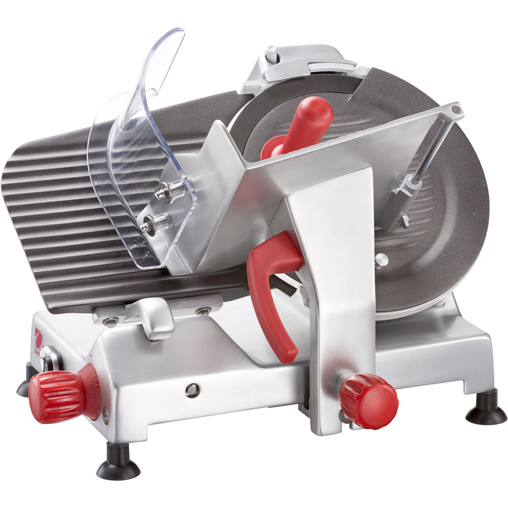 Stalgast Elektro Aufschnittmaschine (Antihaftbeschichtet), Aluminium, Silber, Durchmesser vom Messer: 300mm, 0,18kW, 230V, 560x520x680mm