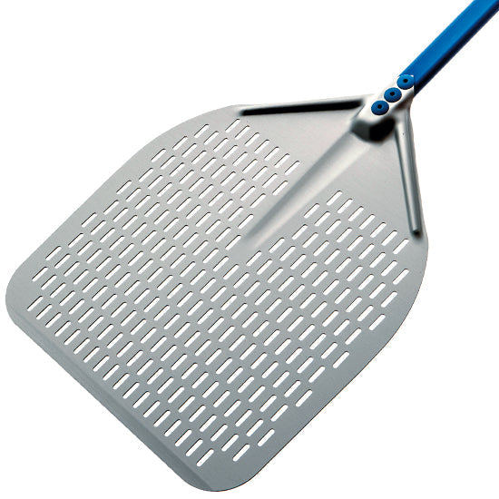 Mastro Pizzaschaufel, rechteckig, durchlöchert, 360x360 mm, L=1600 mm