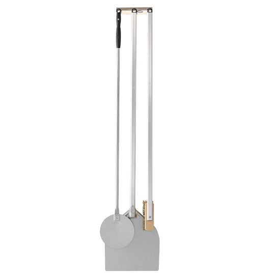 Mastro Pizzaset bestehend aus quadratische Schaufel 320 mm, runde Schaufel 200 mm, Besen und Wandhalterung
