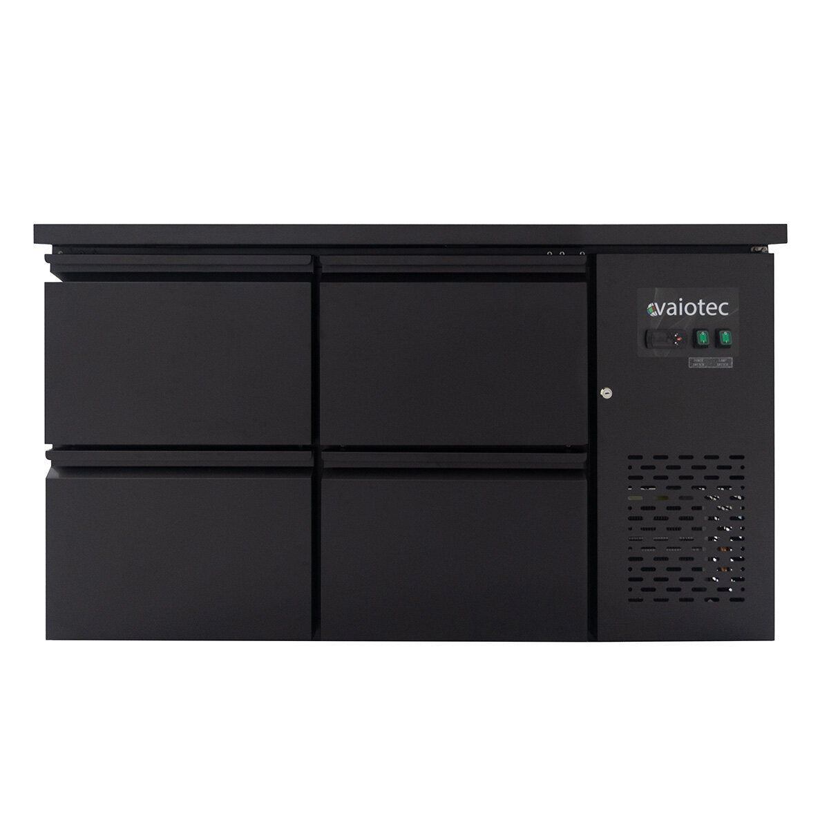 Vaiotec Barkühltisch "EASYLINE" (4 Schubladen), Edelstahl, Schwarz, 0,39kW, 230V, 280L, 1465x520x840mm