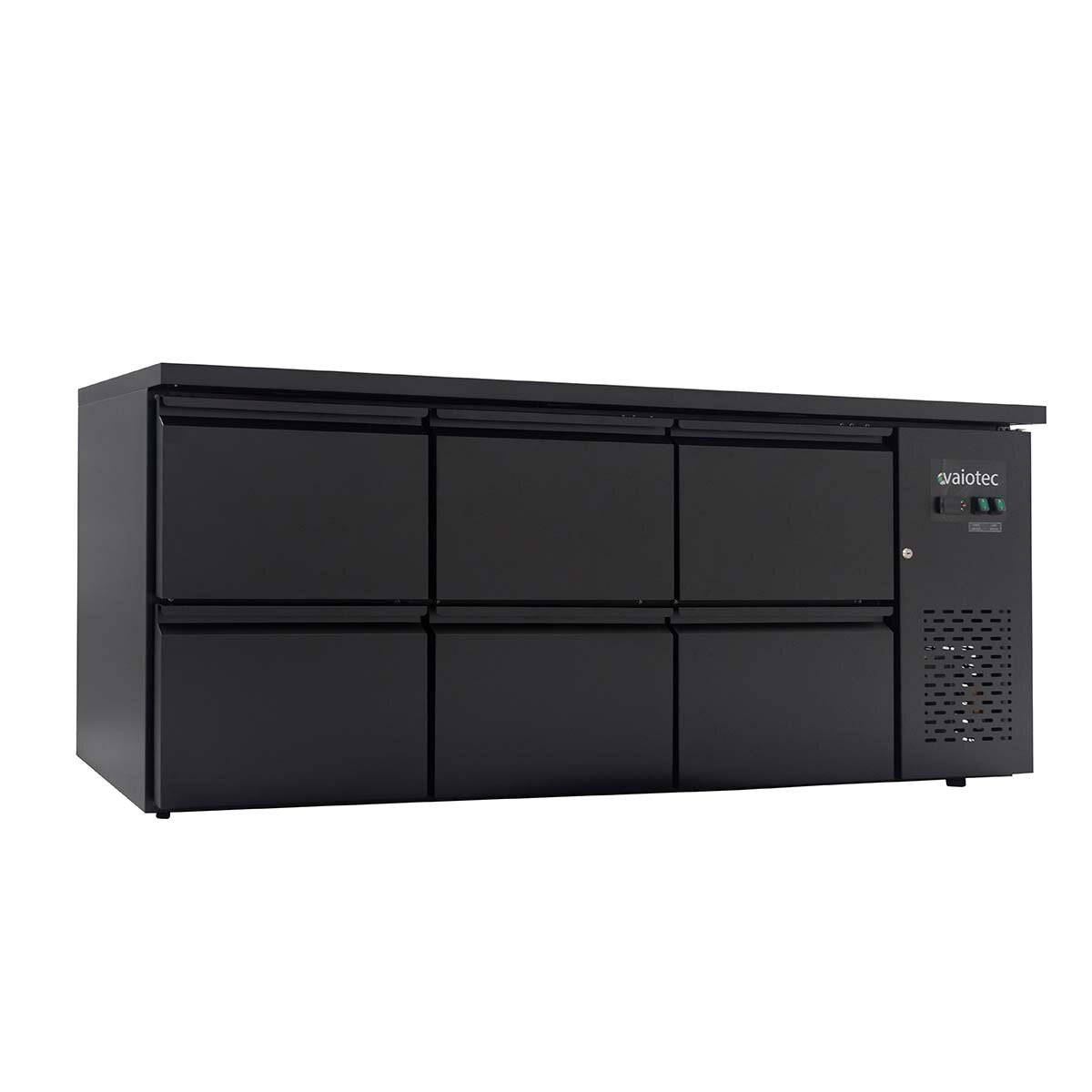 Vaiotec Barkühltisch "EASYLINE" (6 Schubladen), Edelstahl, Schwarz, 0,93kW, 230V, 425L, 2005x520x840mm