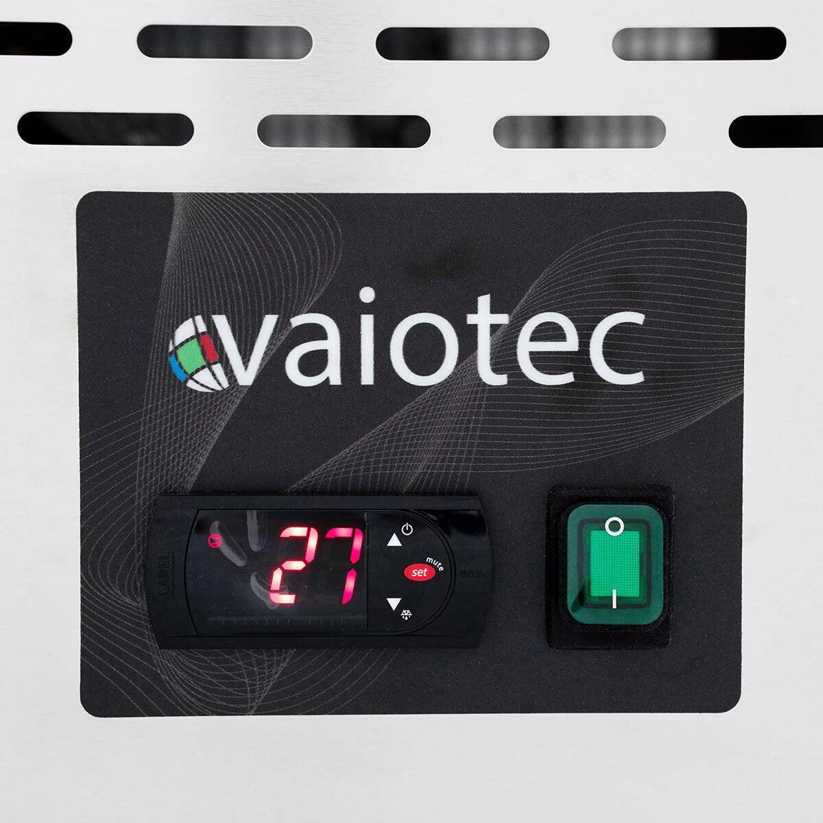 Vaiotec Pizzakühltisch "EASYLINE 800" (2-türig & 7 Schubladen), Edelstahl und Granit, Silber und Schwarz, 0,275kW, 230V, 2020x800x1000mm