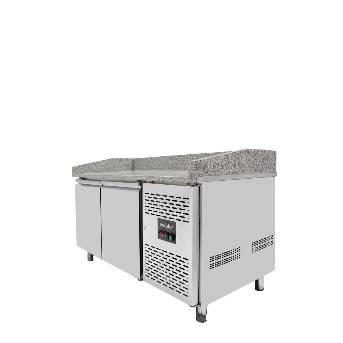 Vaiotec Pizzakühltisch "EASYLINE 800" (2-türig), Edelstahl und Granit, Silber und Grau, 0,235kW, 230V, 1510x800x1000mm