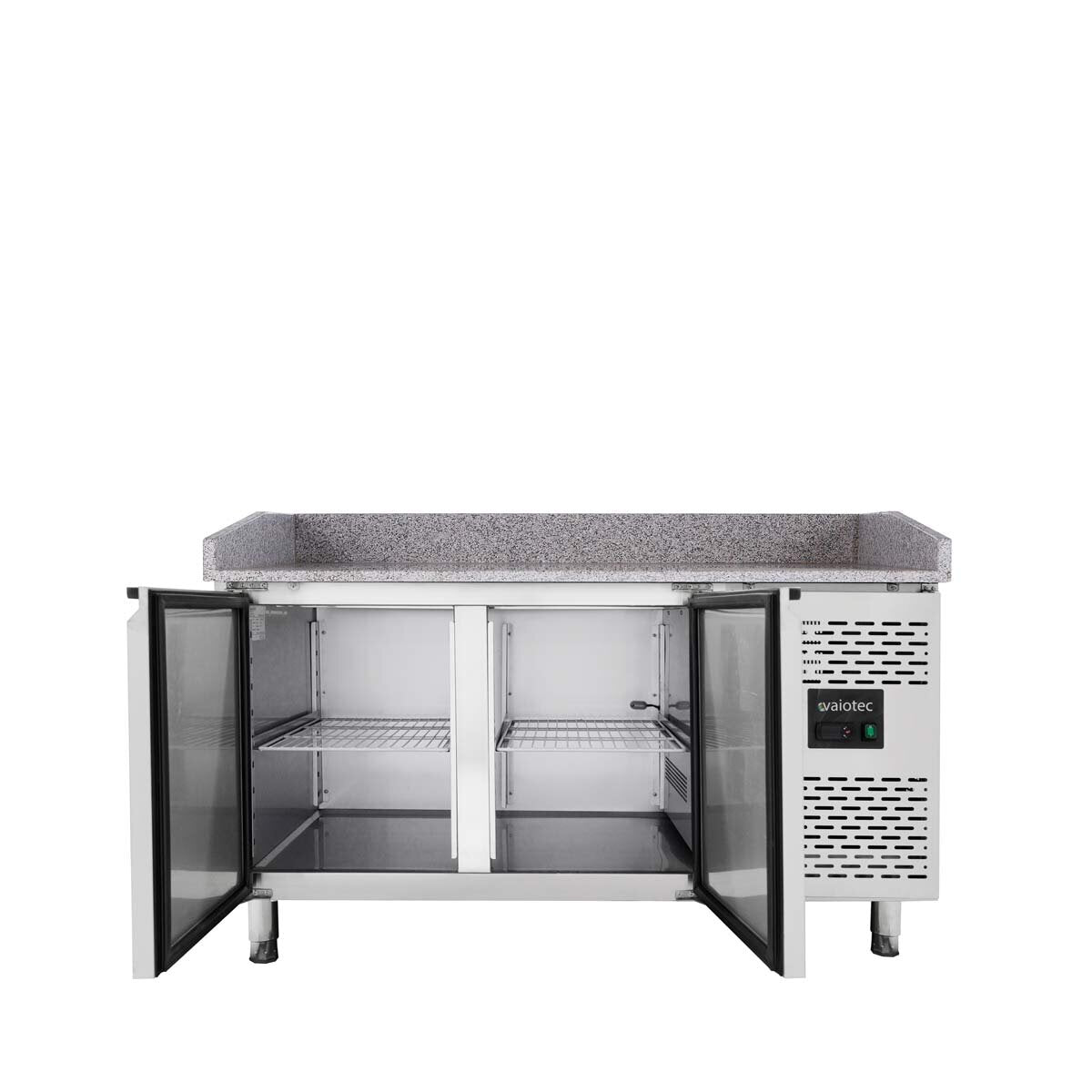 Vaiotec Pizzakühltisch "EASYLINE 800" (2-türig), Edelstahl und Granit, Silber und Grau, 0,235kW, 230V, 1510x800x1000mm