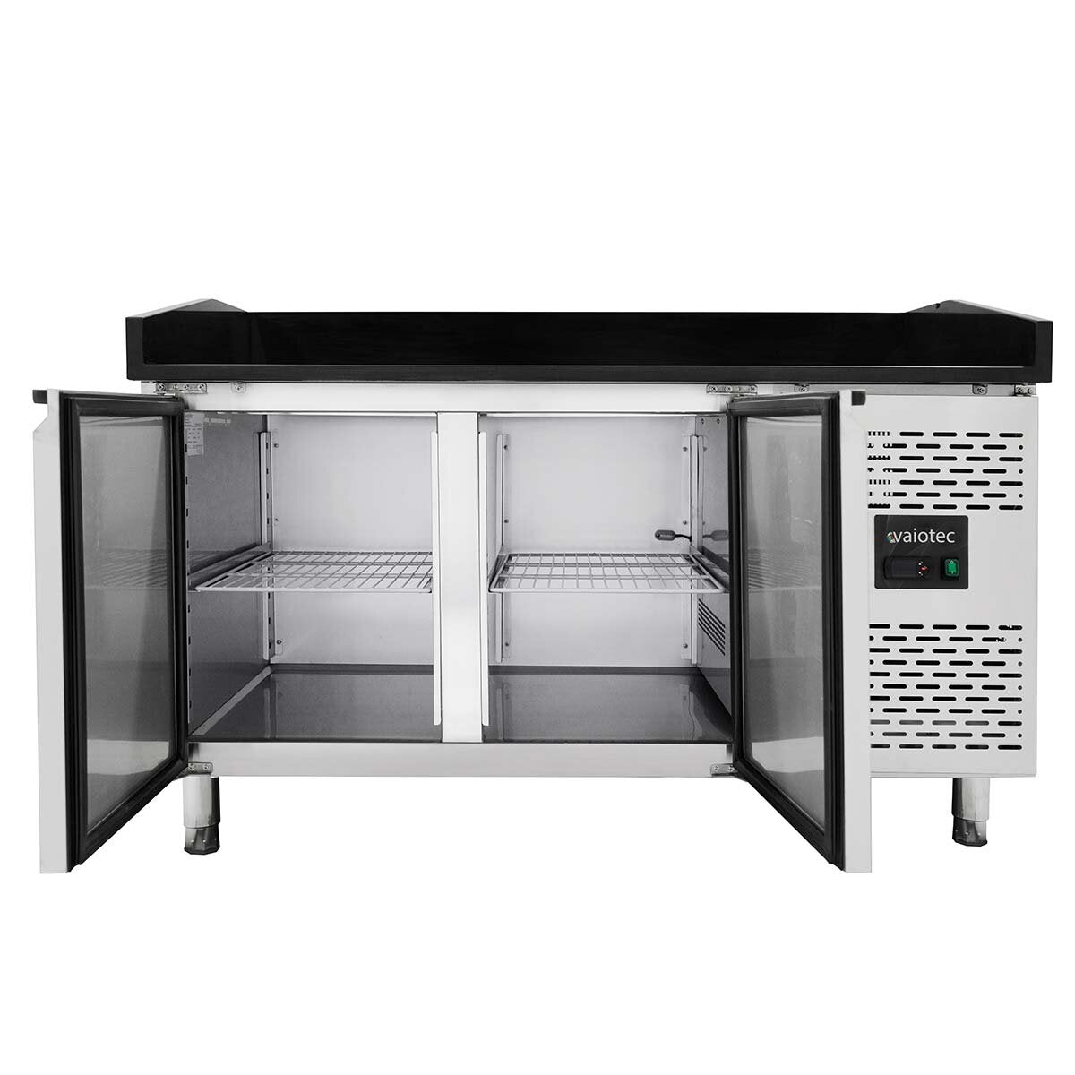 Vaiotec  Pizzakühltisch "EASYLINE 800" (2-türig), Edelstahl und Granit, Silber und Schwarz, 0,235kW, 230V, 1510x800x1000mm