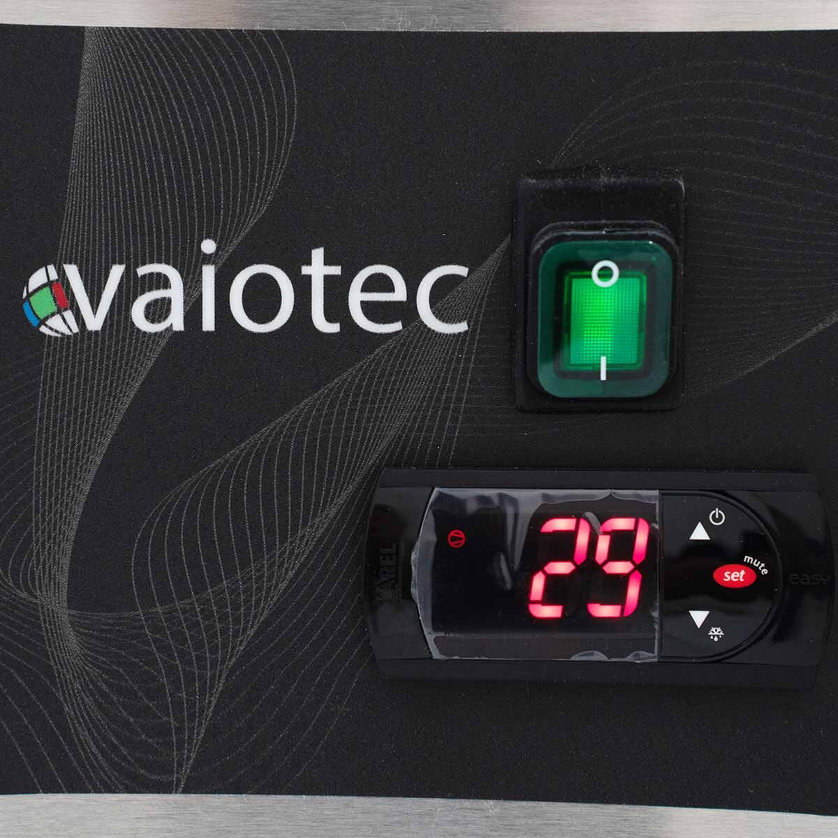 Vaiotec Pizzakühltisch "EASYLINE 800" (3-türig), Edelstahl und Granit, Silber und Schwarz, 0,33kW, 230V, 2020x800x1000mm