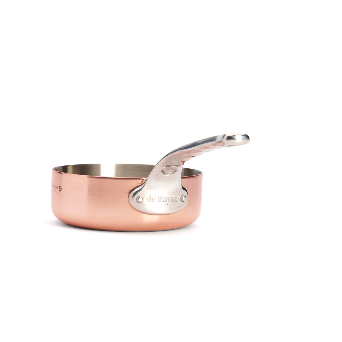 de Buyer Gerade Sauteuse (mit Edelstahlgriff), Edelstahl und Kupfer, Silber und Kupfer, Serie: PRIMA MATERA, Durchmesser: 20cm