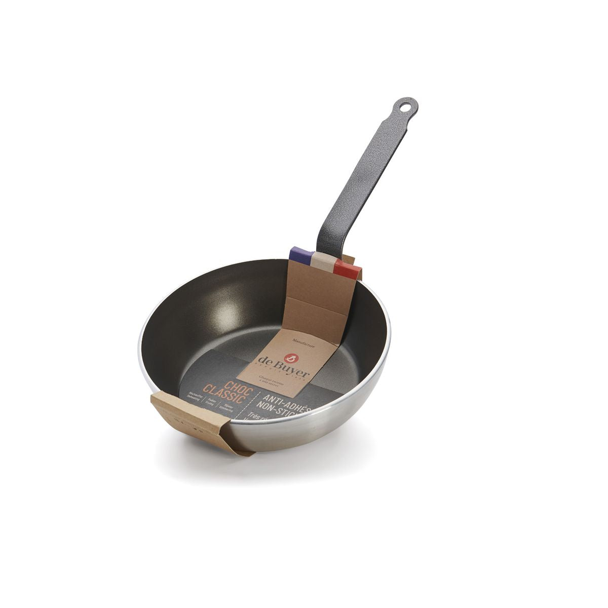 de Buyer Konische Sauteuse (fester Griff), Aluminium, Silber und Schwarz, Serie: CHOC CLASSIC, Durchmesser: 28cm