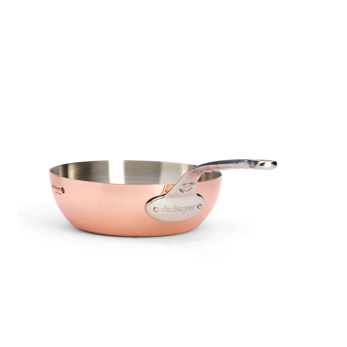 de Buyer Konische Sauteuse (mit Edelstahlgriff), Edelstahl und Kupfer, Silber und Kupfer, Serie: PRIMA MATERA, Durchmesser: 24cm