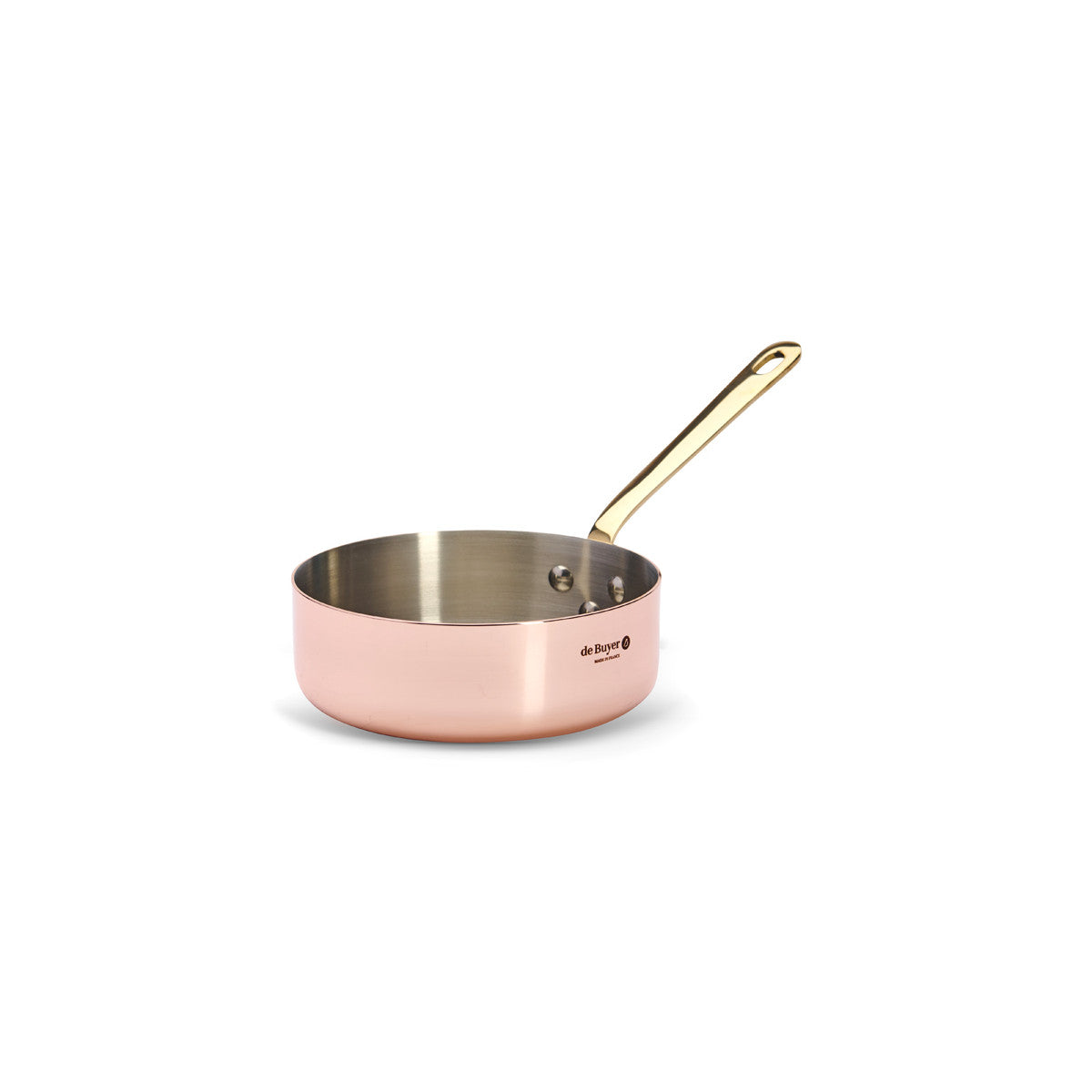 de Buyer Sauteuse (mit Messinggriff), Kupfer und Messing, Kupfer und Gold, Serie: INOCUIVRE, Durchmesser: 16cm