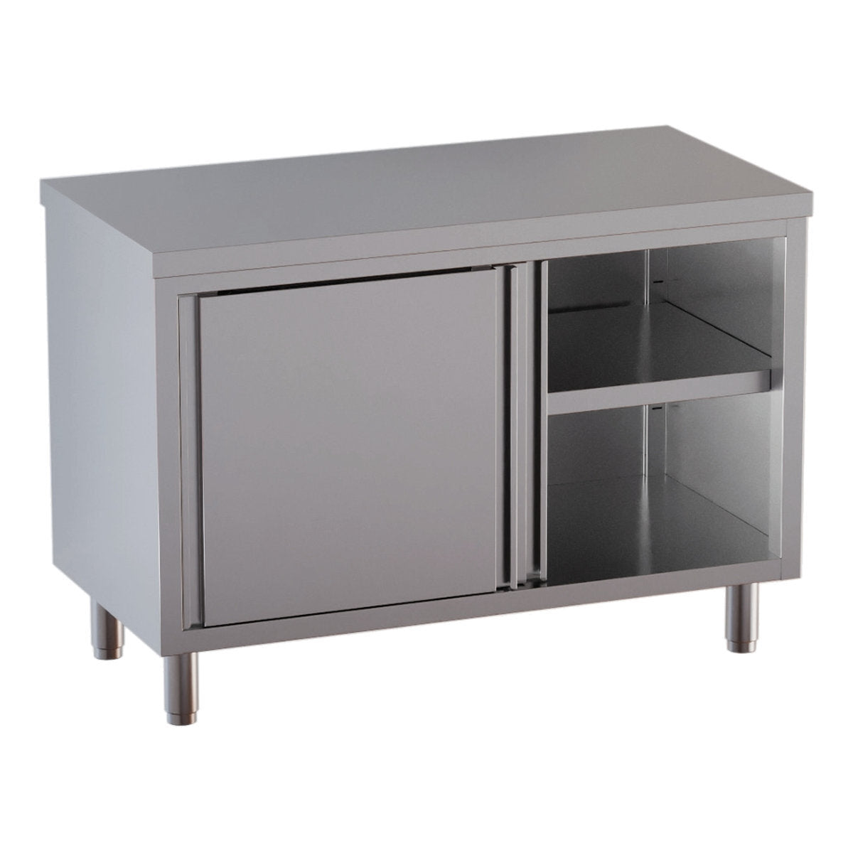Vaiotec Arbeitsschrank "TOPLINE 700" (mit 2 Schiebetüren), Edelstahl, Silber, 1500x700x850mm