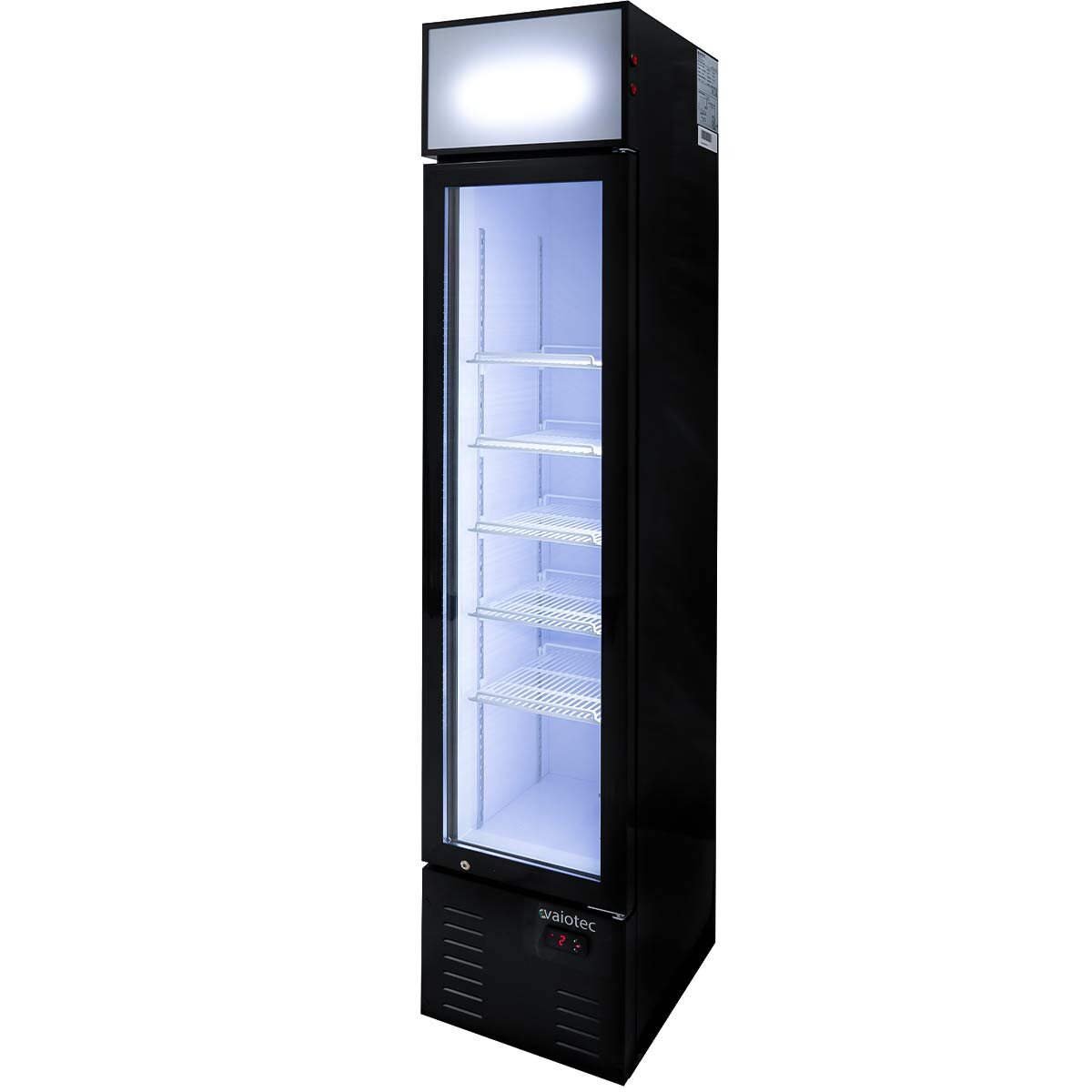 Vaiotec Getränkekühlschrank "TOPLINE" (Mit LED-Beleuchtung), Edelstahl und Kunststoff, Schwarz und Weiß, 0,15kW, 230V, Inhalt: 162L, 390x480x1888mm